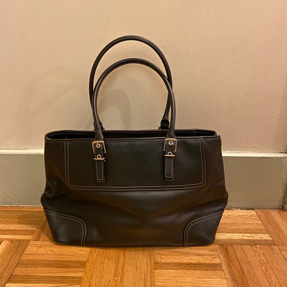 COACH Black Leather Tote